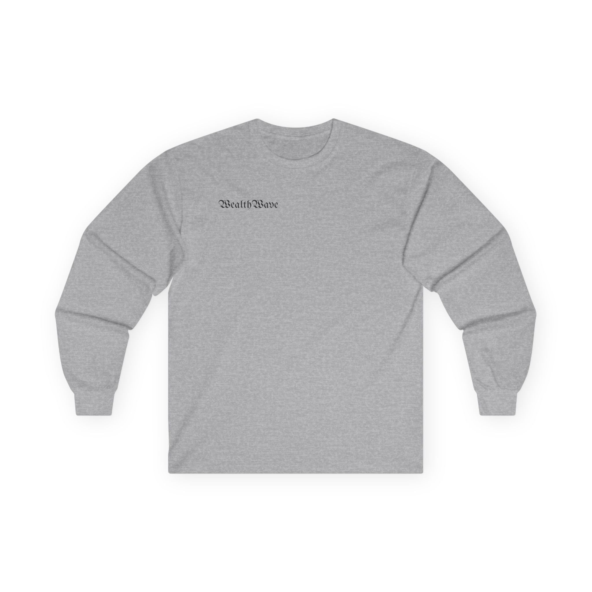 WealthWave Long Sleeve Tee — Artistic Abstract Money Wave Design
