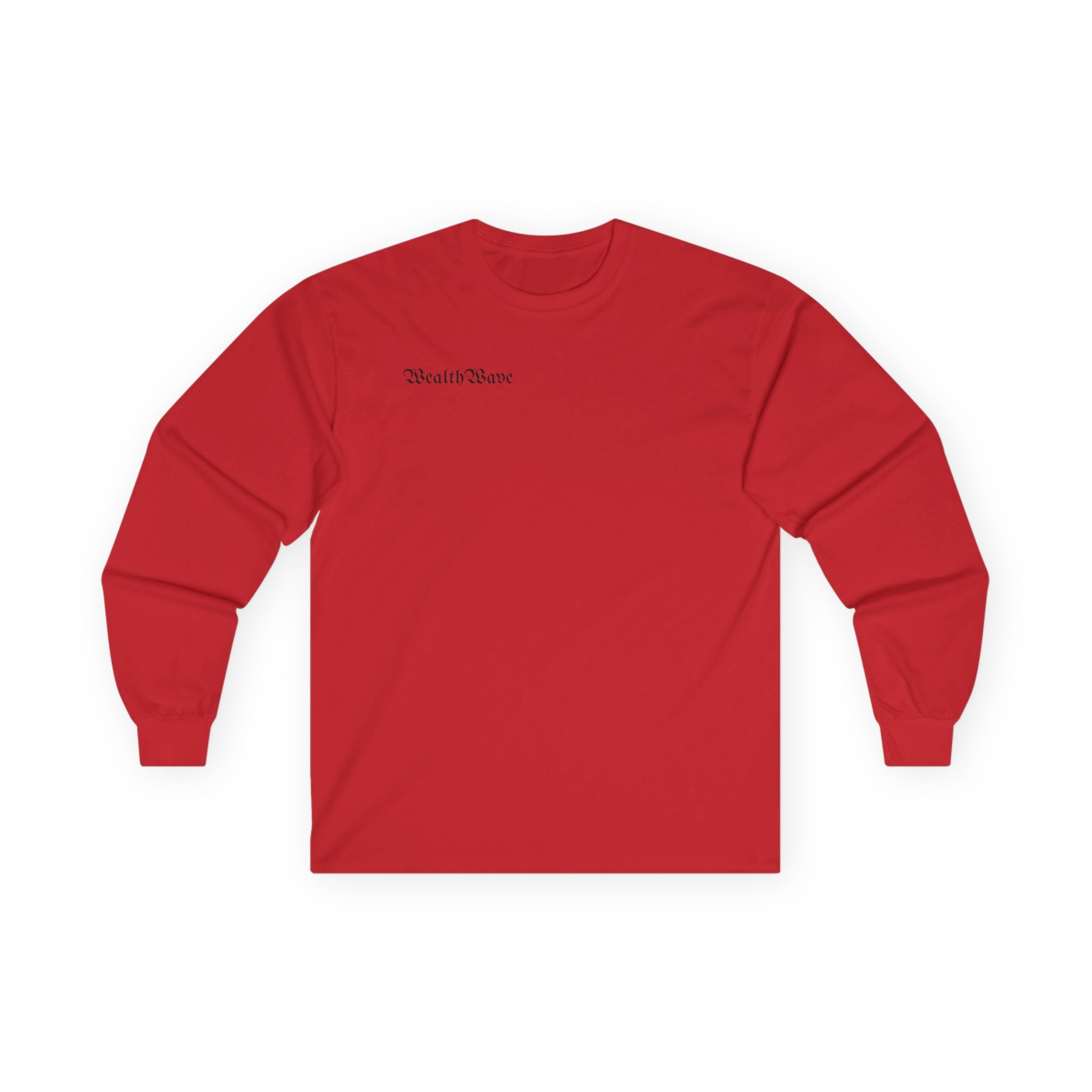 WealthWave Long Sleeve Tee — Artistic Abstract Money Wave Design