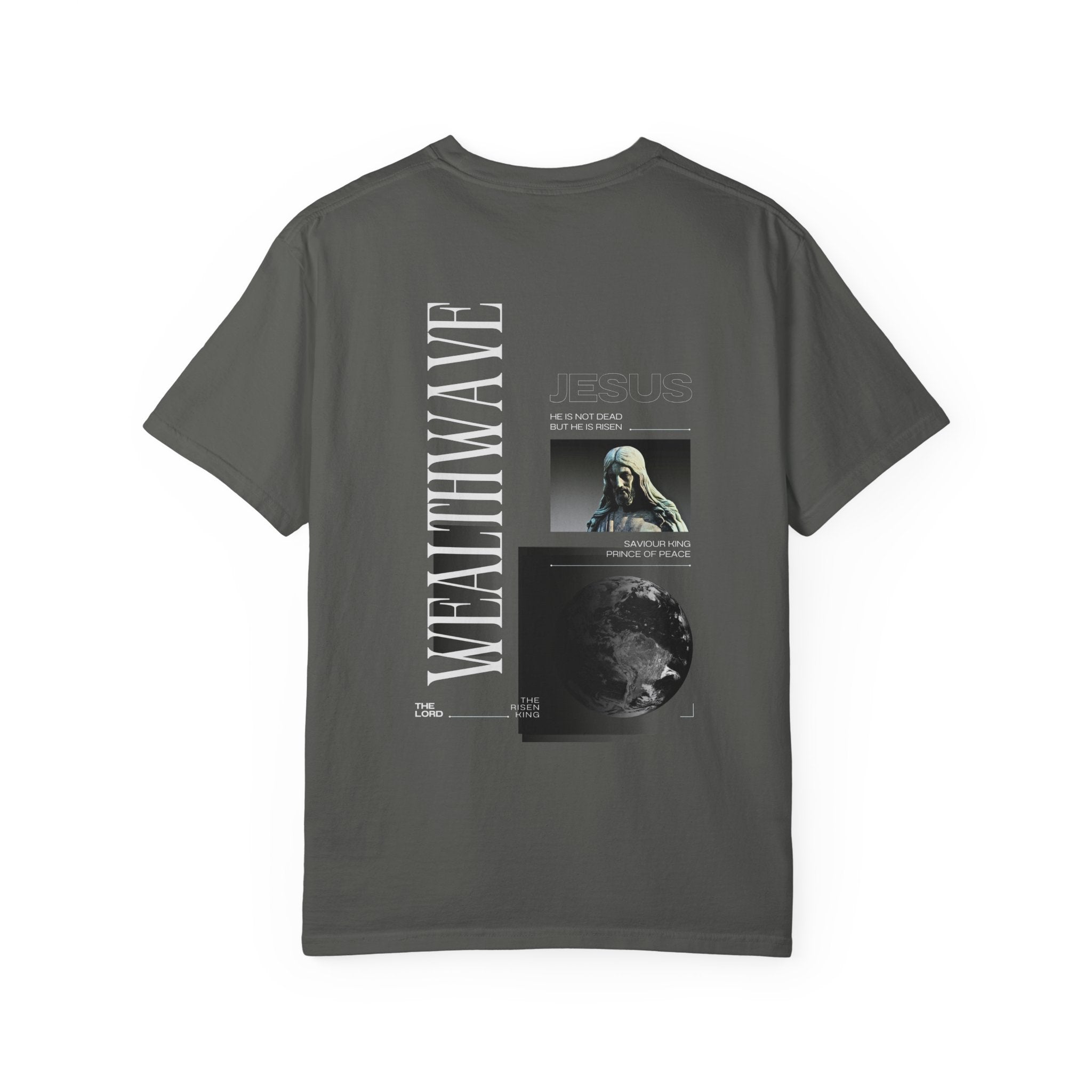 WEALTHWAVE Graphic T-Shirt — Retro Sci‑Fi Moon & Portrait Design